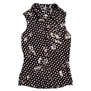 Vintage 90s Floral & Polka Dot Button-Up Top Size Small